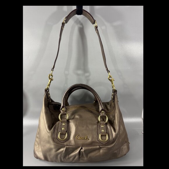Coach F15447 Ashley Convertible Leather Satchel/ Shoulder Bag,  Pewter Metallic - Picture 1 of 14